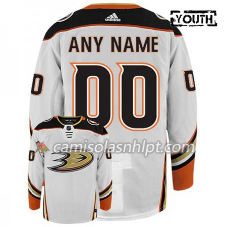 Camisola Anaheim Ducks Personalizado Adidas Branco Authentic - Criança